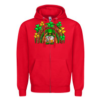Red St. Patrick's Day gnome rainbow Zipper Hoodie - Neo Western