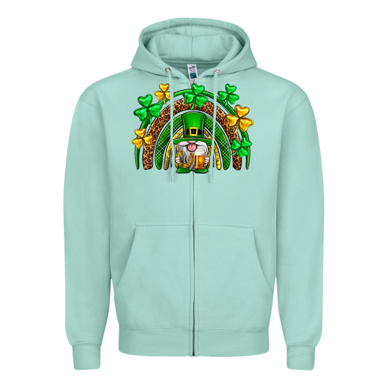 St. Patrick's Day Gnome Rainbow Zipper Hoodie by Neo Western | Teevron