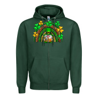 Sports Green St. Patrick's Day gnome rainbow Zipper Hoodie - Neo Western