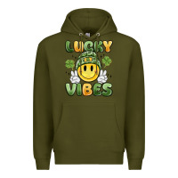 Army Green lucky vibes Premium Hoodie - MaliasSmallBusiness