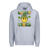 Heather Grey lucky vibes Premium Hoodie - MaliasSmallBusiness