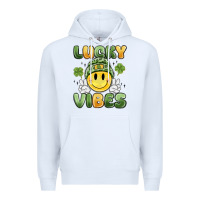 White lucky vibes Premium Hoodie - MaliasSmallBusiness