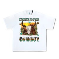 White simmer down cowboy Urban Heavy Tee - texasbilliewilder
