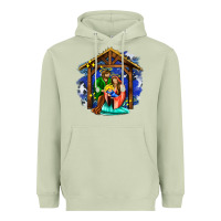 Matcha jesus and mary with god Heavyweight Hoodie - AdoDesignShop