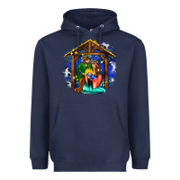 Navy jesus and mary with god Heavyweight Hoodie - AdoDesignShop