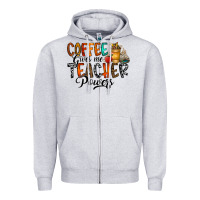 Heather Grey coffee gives me teacher Zipper Hoodie - CowhideDigitalArt