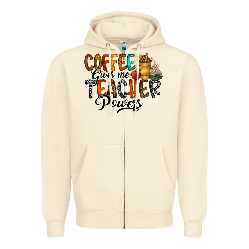 Coffee Gives Me Teacher Zipper Hoodie by CowhideDigitalArt | Teevron