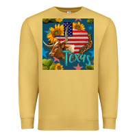 Antique Gold 4th of july texas map with cow seamless pattern Premium Sweatshirt - BundleAndBundleShop