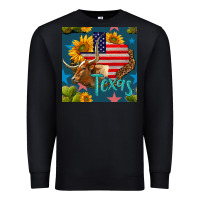 Black 4th of july texas map with cow seamless pattern Premium Sweatshirt - BundleAndBundleShop