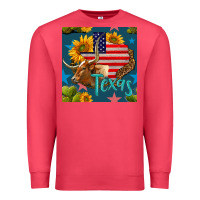 Cardinal 4th of july texas map with cow seamless pattern Premium Sweatshirt - BundleAndBundleShop