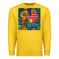 Lemon 4th of july texas map with cow seamless pattern Premium Sweatshirt - BundleAndBundleShop