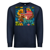 Navy 4th of july texas map with cow seamless pattern Premium Sweatshirt - BundleAndBundleShop