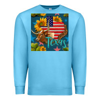 Ocean Blue 4th of july texas map with cow seamless pattern Premium Sweatshirt - BundleAndBundleShop