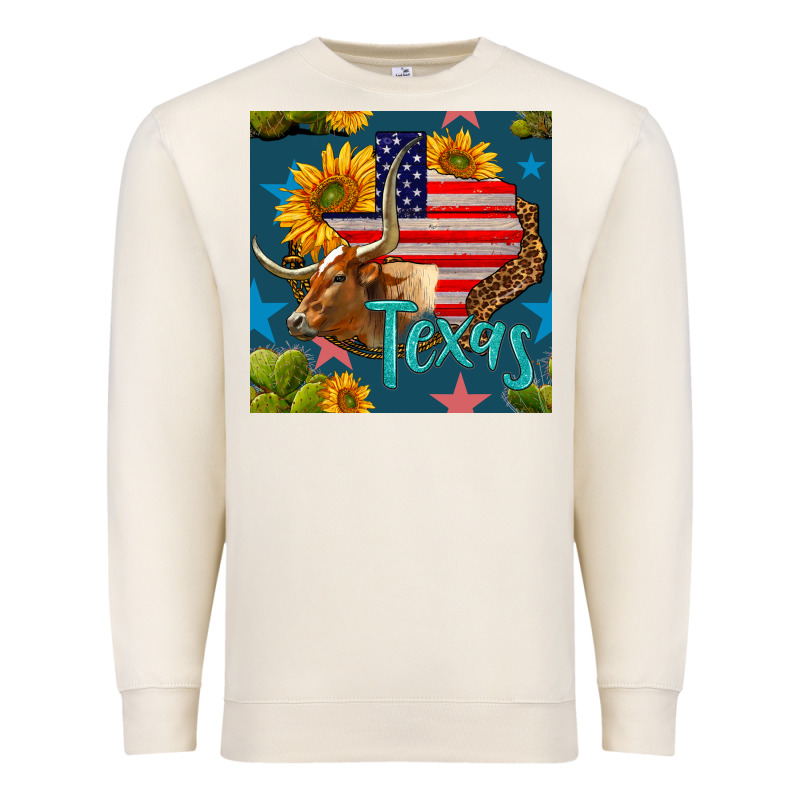 4th Of July Texas Map With Cow Seamless Pattern Premium Sweatshirt by BundleAndBundleShop | Teevron