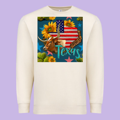 4th Of July Texas Map With Cow Seamless Pattern Premium Sweatshirt Designed By Bundleandbundleshop