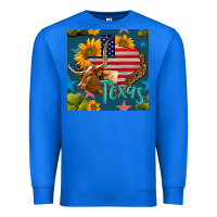 True Royal 4th of july texas map with cow seamless pattern Premium Sweatshirt - BundleAndBundleShop