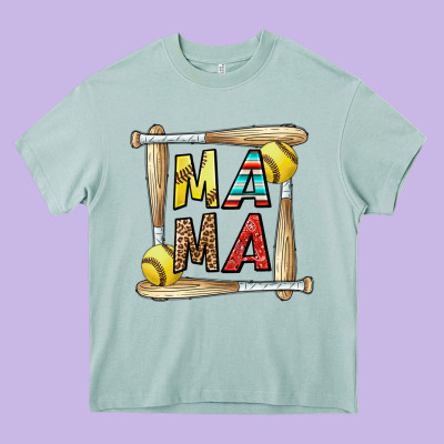 Softball Mama Heavy Core Tee Designed By Cowhidedigitalart