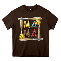 Chocolate Brown softball mama Heavy Core Tee - CowhideDigitalArt