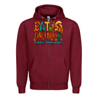 Burgundy eat drink give thanks Zipper Hoodie - CowhideDigitalArt