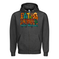 Charcoal Heather eat drink give thanks Zipper Hoodie - CowhideDigitalArt