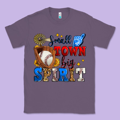 Small Town Big Spirit Baseball Classic Tee Designed By Zillion Design Studio