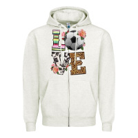 Oatmeal Heather western love soccer Zipper Hoodie - HRA Design Shop