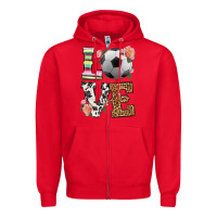 Red western love soccer Zipper Hoodie - HRA Design Shop