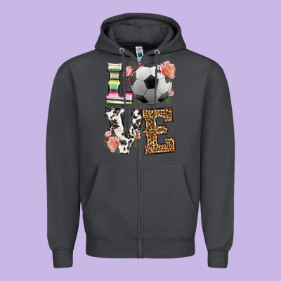 Western Love Soccer Zipper Hoodie Designed By Hra Design Shop