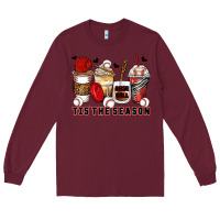 Burgundy tis' the season baseball coffee cups Long Sleeve Tee - Zillion Design Studio