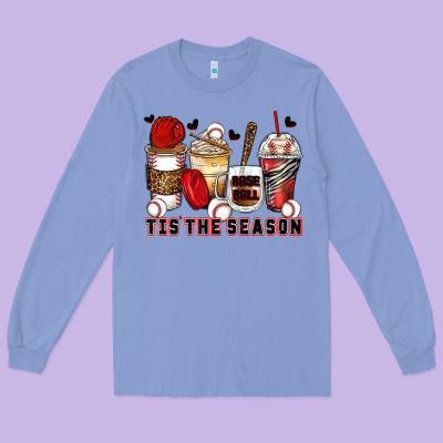 Tis' The Season Baseball Coffee Cups Long Sleeve Tee Designed By Zillion Design Studio