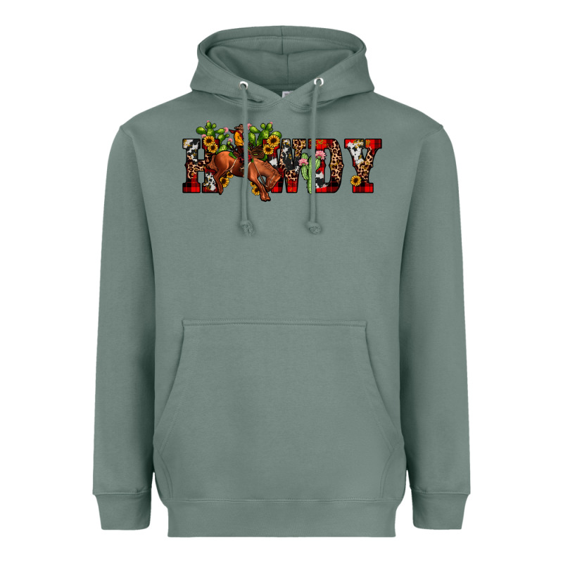 Christmas Howdy Bronco Rodeo Heavyweight Hoodie by JahusDesignShop | Teevron