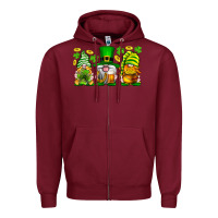 Burgundy St. Patrick's Day gnomies Zipper Hoodie - Neo Western