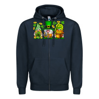 Navy St. Patrick's Day gnomies Zipper Hoodie - Neo Western