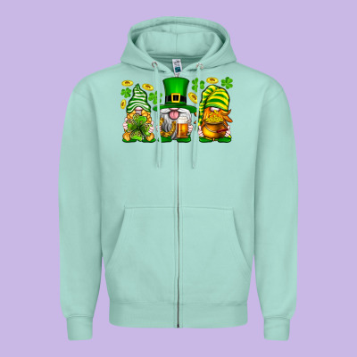 St. Patrick's Day Gnomies Zipper Hoodie Designed By Neo Western