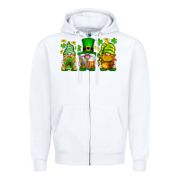 White St. Patrick's Day gnomies Zipper Hoodie - Neo Western