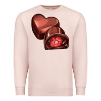 Pale Pink heart chocolate Premium Sweatshirt - AdoDesignShop