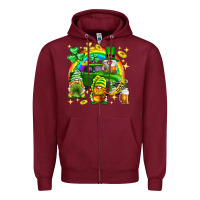 Burgundy St. Patrick's Day gnomies truck Zipper Hoodie - Neo Western