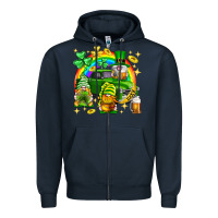 Navy St. Patrick's Day gnomies truck Zipper Hoodie - Neo Western
