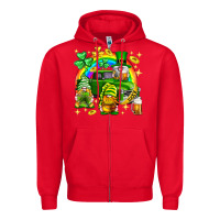 Red St. Patrick's Day gnomies truck Zipper Hoodie - Neo Western