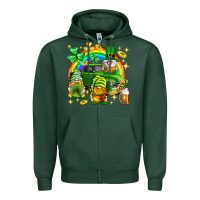 Sports Green St. Patrick's Day gnomies truck Zipper Hoodie - Neo Western