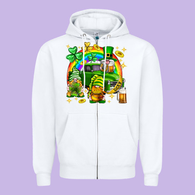 St. Patrick's Day Gnomies Truck Zipper Hoodie Designed By Neo Western