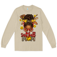 Mushroom softball mom afro messy bun Long Sleeve Tee - texasbilliewilder