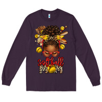 Plum softball mom afro messy bun Long Sleeve Tee - texasbilliewilder