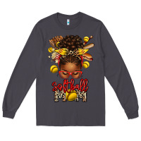 Smoke softball mom afro messy bun Long Sleeve Tee - texasbilliewilder