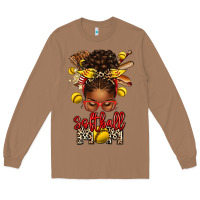 Toasted Coconut softball mom afro messy bun Long Sleeve Tee - texasbilliewilder