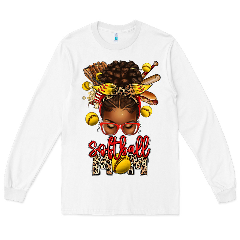 Softball Mom Afro Messy Bun Long Sleeve Tee by texasbilliewilder | Teevron