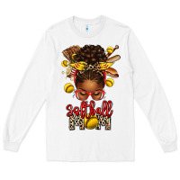 White softball mom afro messy bun Long Sleeve Tee - texasbilliewilder
