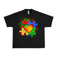 Black autism puzzle pieces heart Urban Heavy Tee - Zillion Design Studio