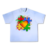 Grape Ice autism puzzle pieces heart Urban Heavy Tee - Zillion Design Studio