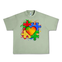 Oil Green autism puzzle pieces heart Urban Heavy Tee - Zillion Design Studio